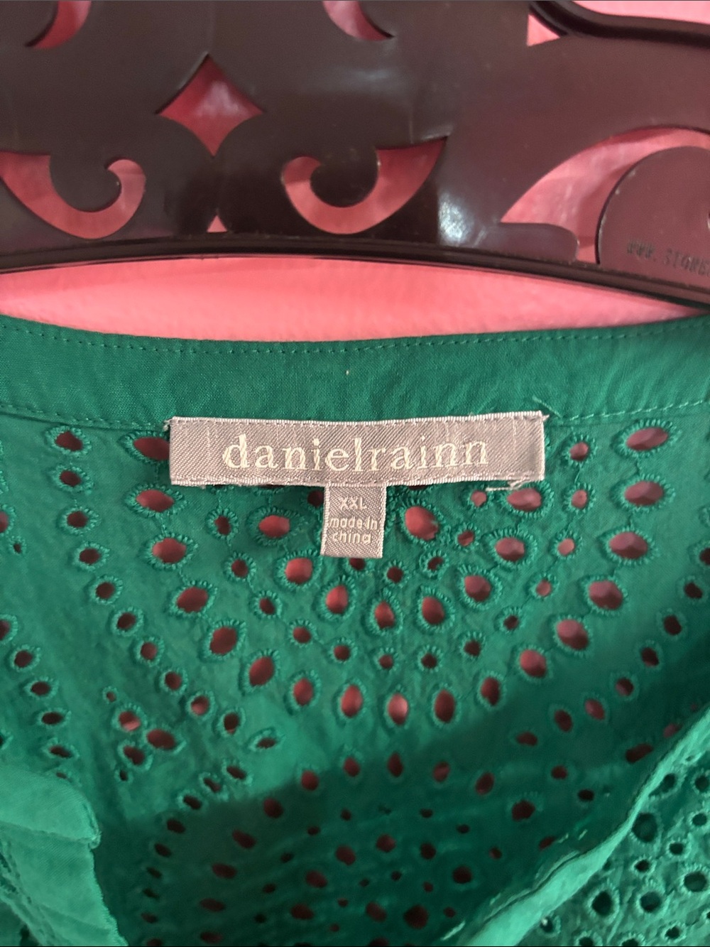 Daniel Rainn Green Eyelet Short Sleeve Blouse